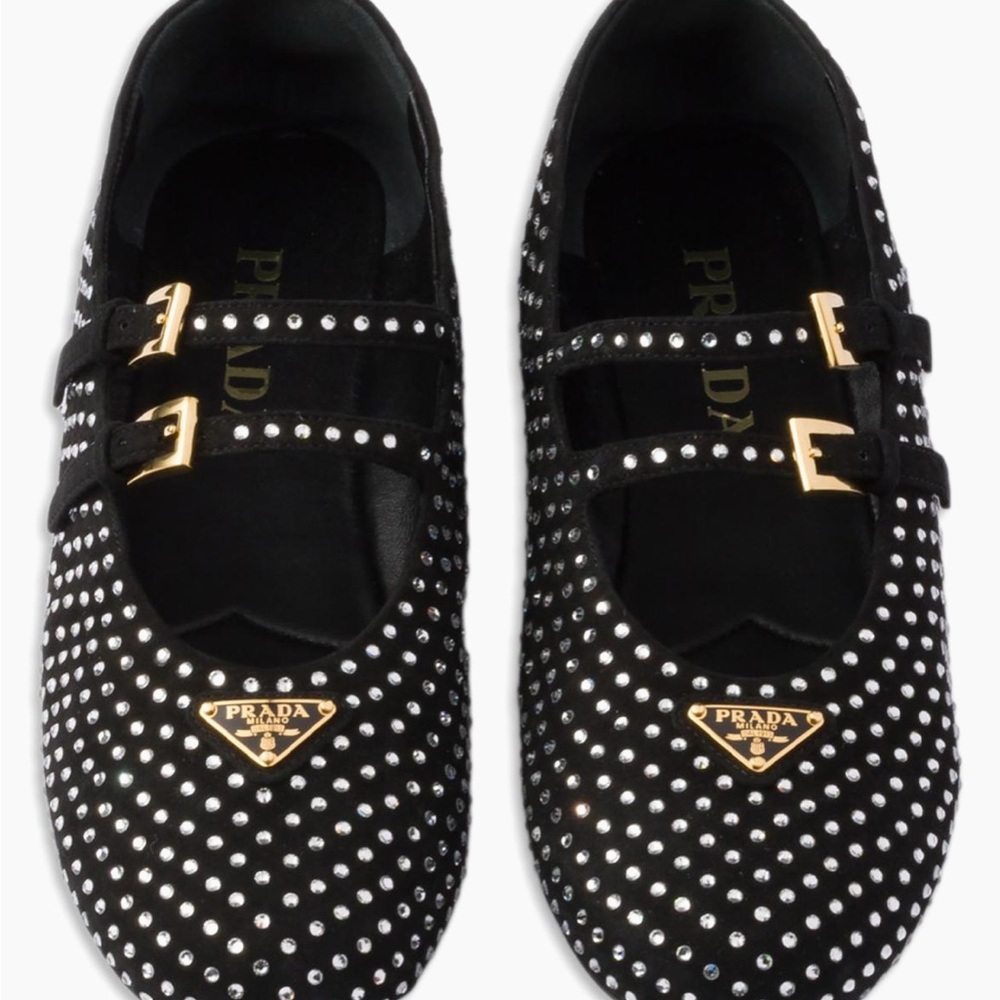 Prada Suede Ballerinas with Crystals